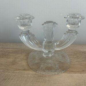 Vintage tiffin Williamsburg Double Candle Holder Etched Embossed Art Deco 1930’s